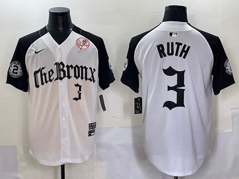 Men 2025 New York Yankees 3 Ruth White black Five generations Joint Name Nike MLB Jersey style 57